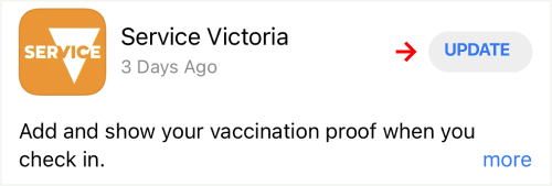 Update Service Victoria App