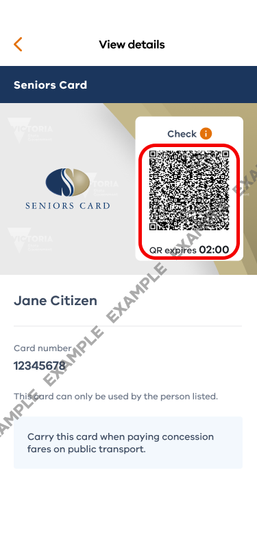 Seniors Card QR Code