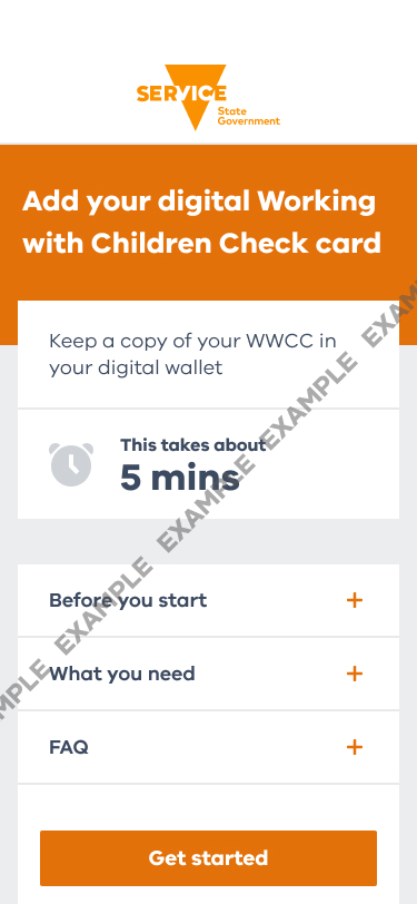Start to Add Working with Childer Check Card