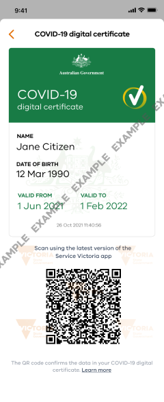 COVID-19 Digital Certificate QR Code