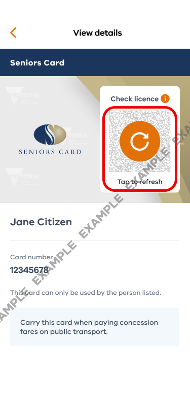 Seniors Card QR Code Expired