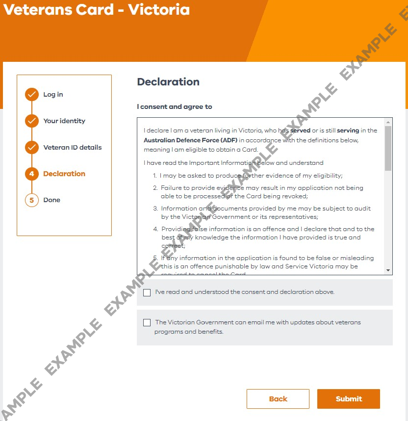 Veteran Card Declaration